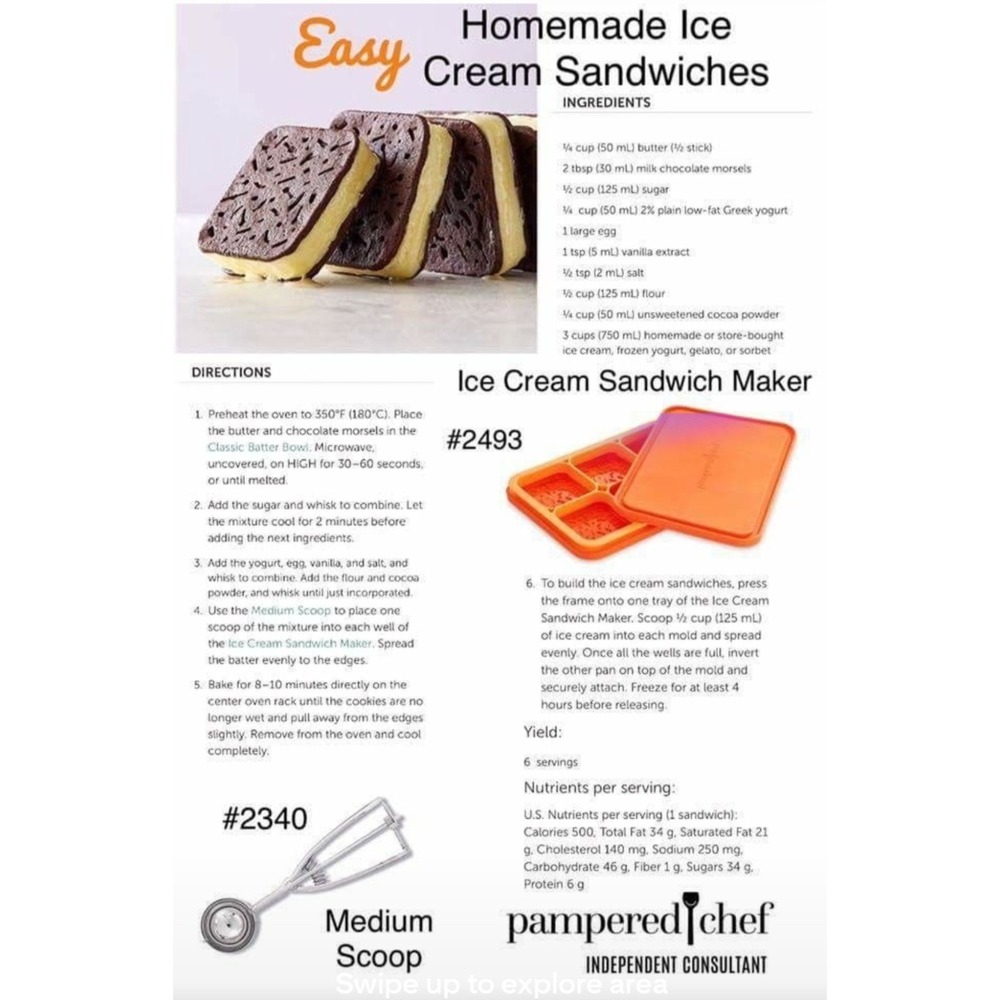 Pampered Chef Silicone Ice Cream Sandwich Maker Mold Orange 2493 - Picture 2 of 7